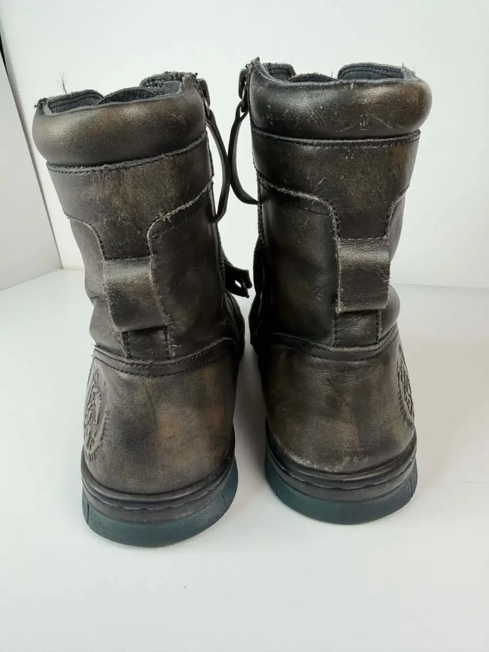 Diesel Tatradium Basket Butch Zip Leather Boots Black US 7.5